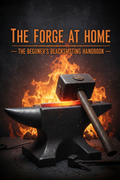 Glowing iron on anvil — forge fire cover